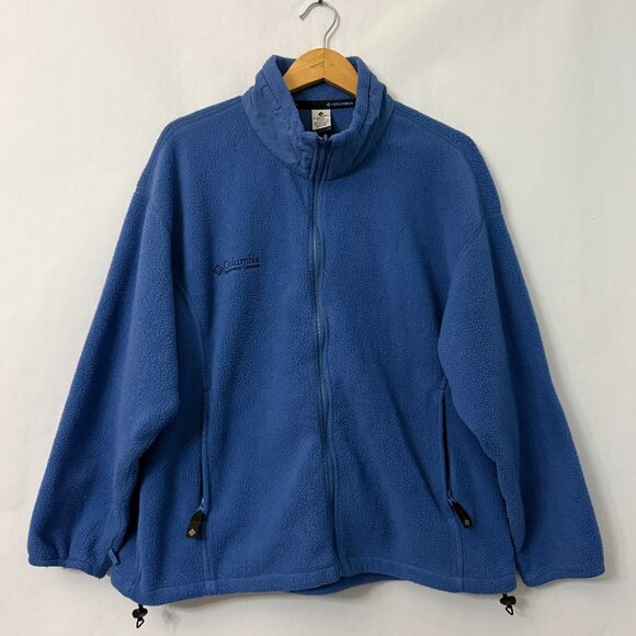 Columbia Plush Fleece Full Zip Jacket Blue With Zip Pockets Made in USA Size XL - Picture 1 of 11
